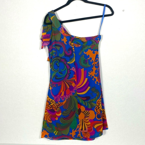 Trina Turk Banana Republic Multicolor One-Shoulder Dress size 4P - Picture 6 of 16